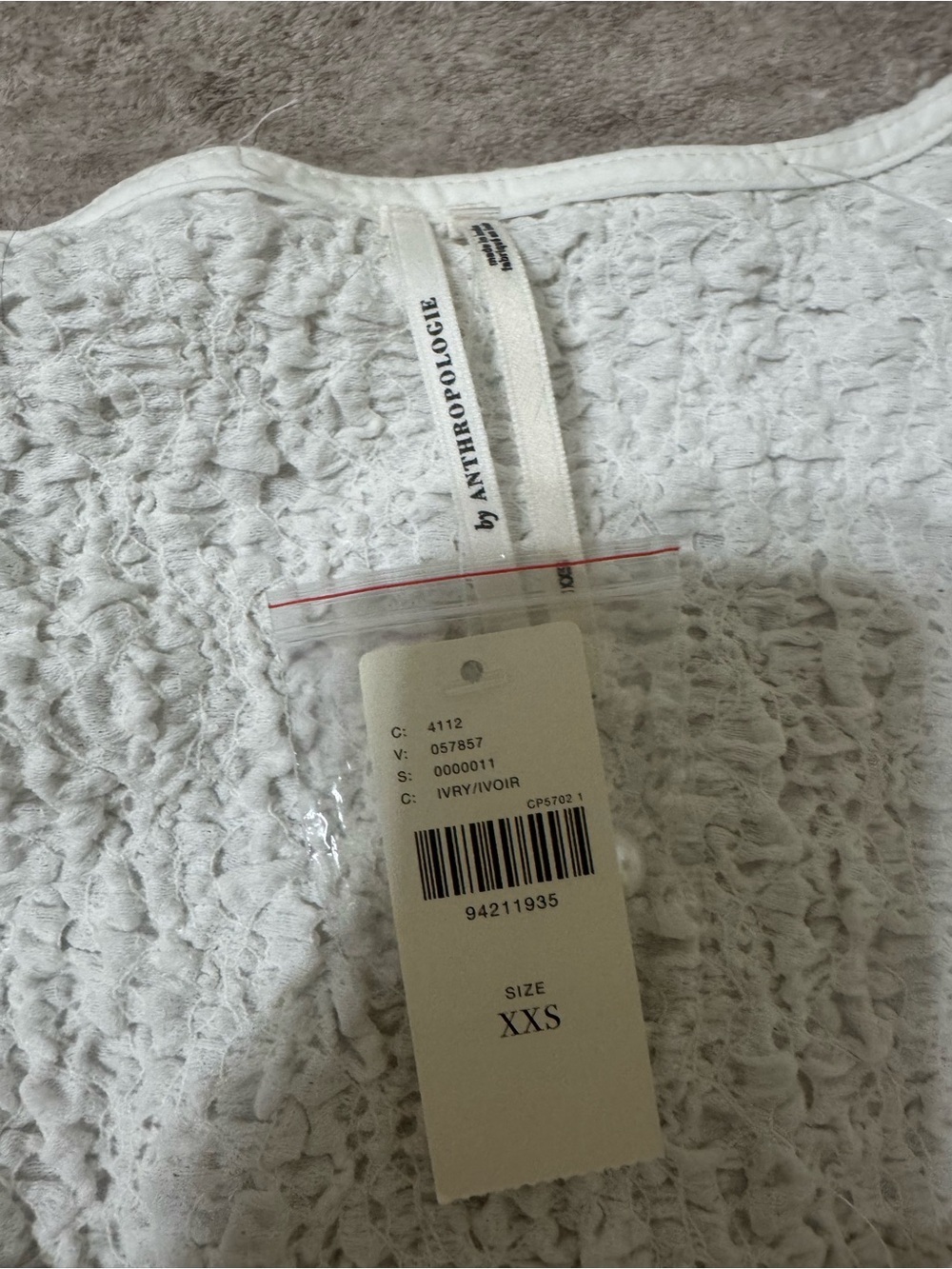 By Anthropologie Smocked Cardigan Top White Buttondown Blouse size xxs nwt - Picture 3 of 3